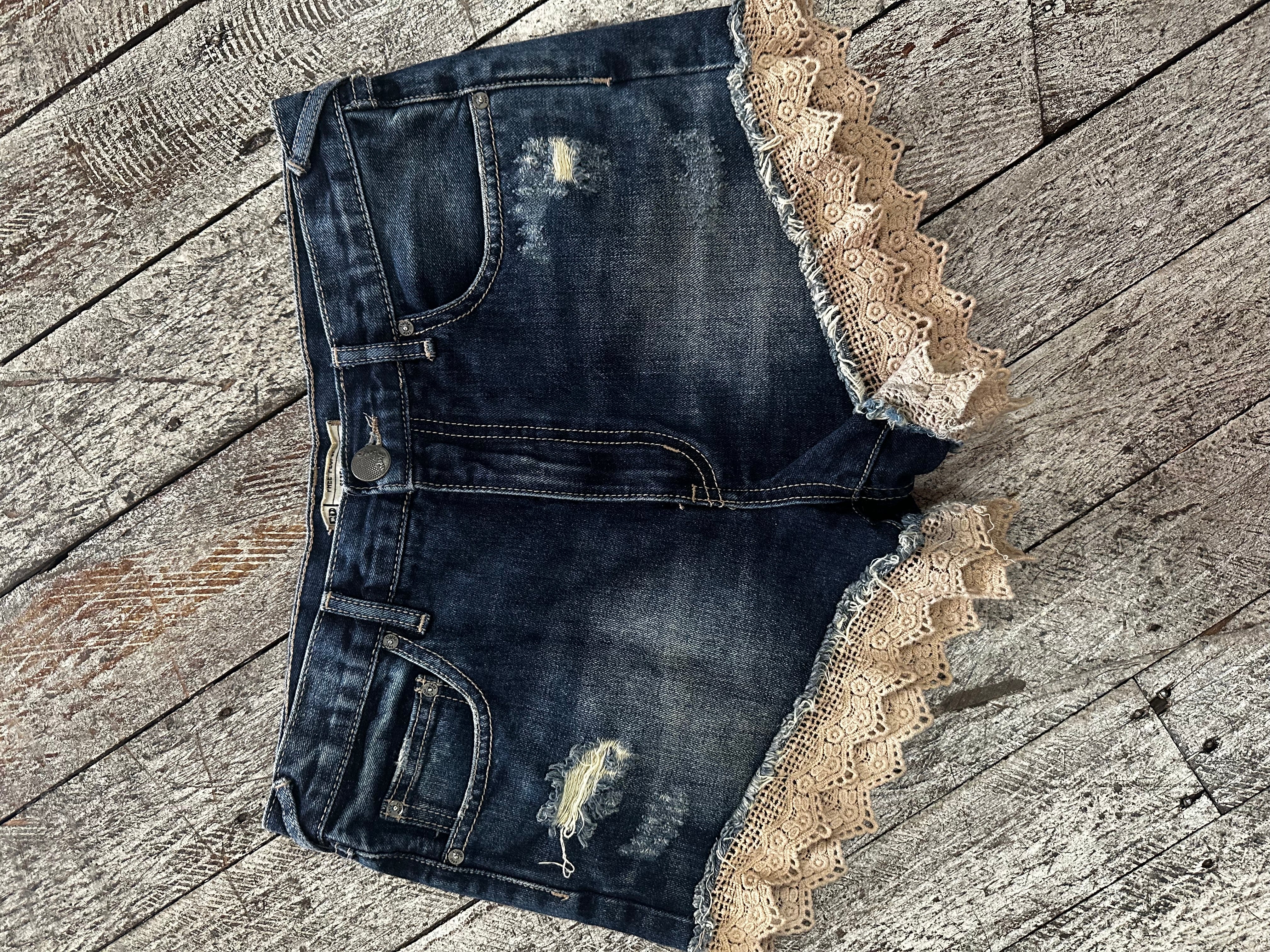 Free People Denim and Lace Shorts