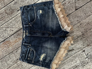Free People Denim and Lace Shorts