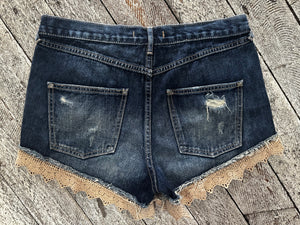 Free People Denim and Lace Shorts