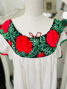 Traditional Peruvian Embroidered Cotton Dress