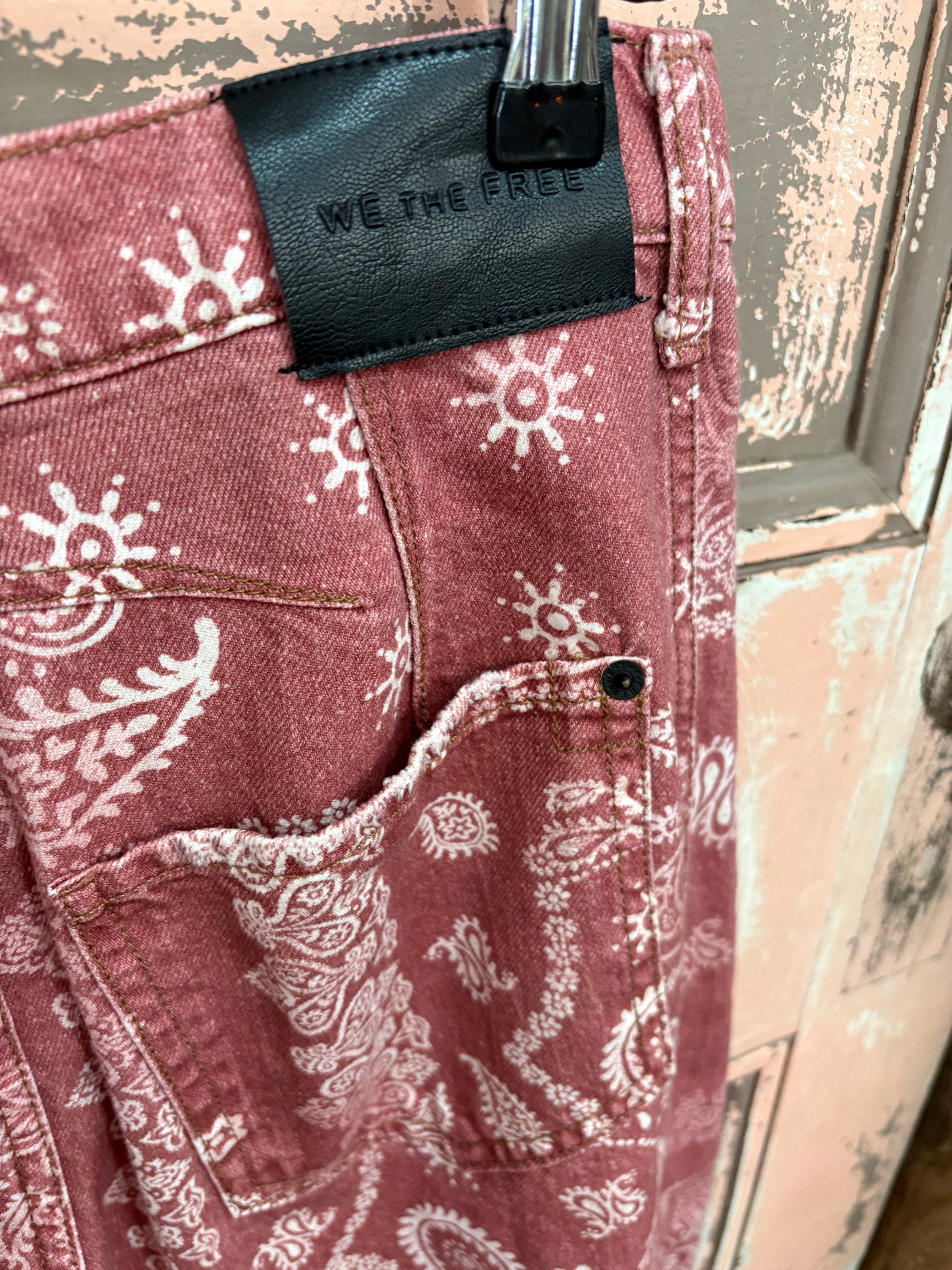 We The Free Bandana Barrel Leg Jeans