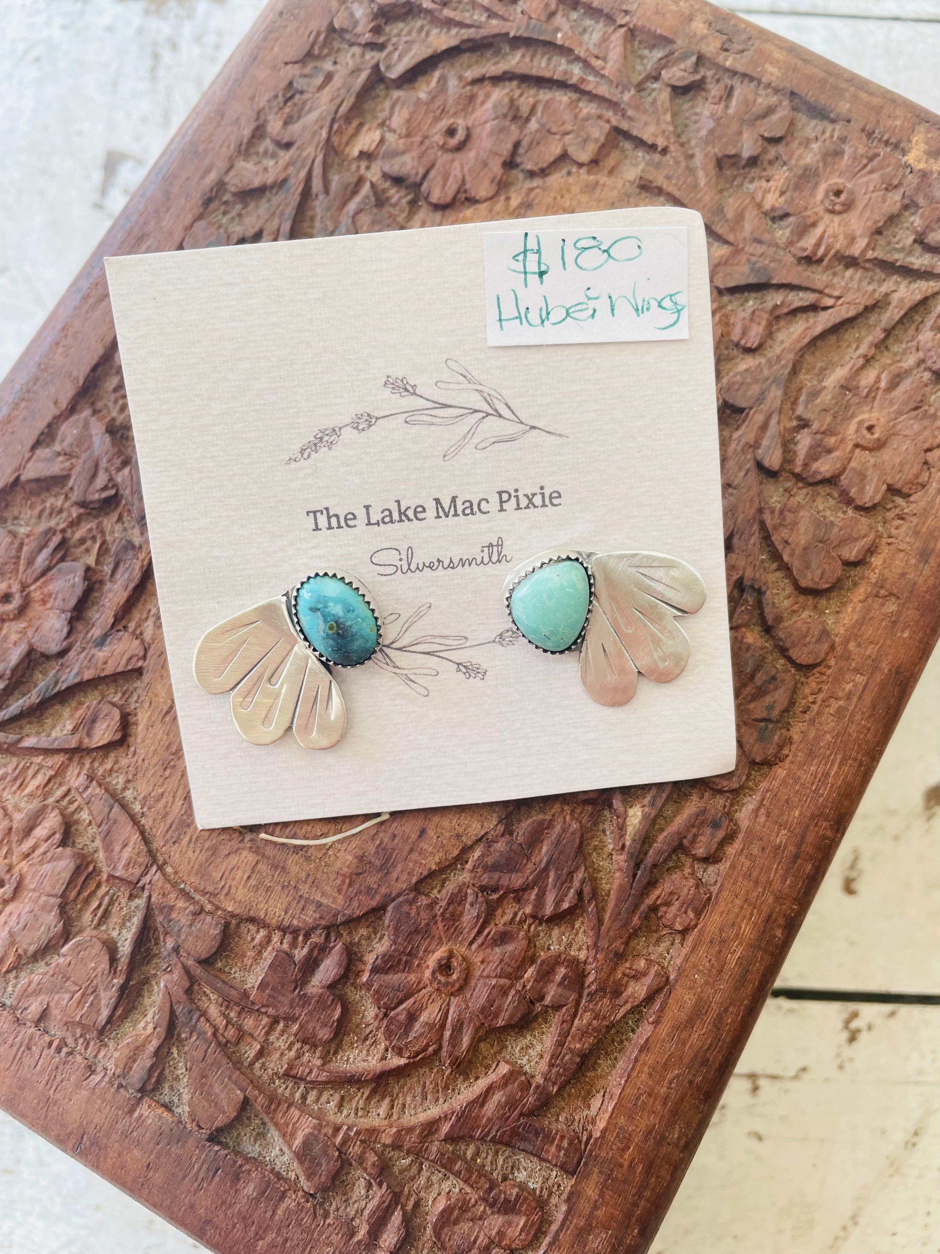 Lake Mac Pixie - Hubei Turquoise Silver Wings Earrings