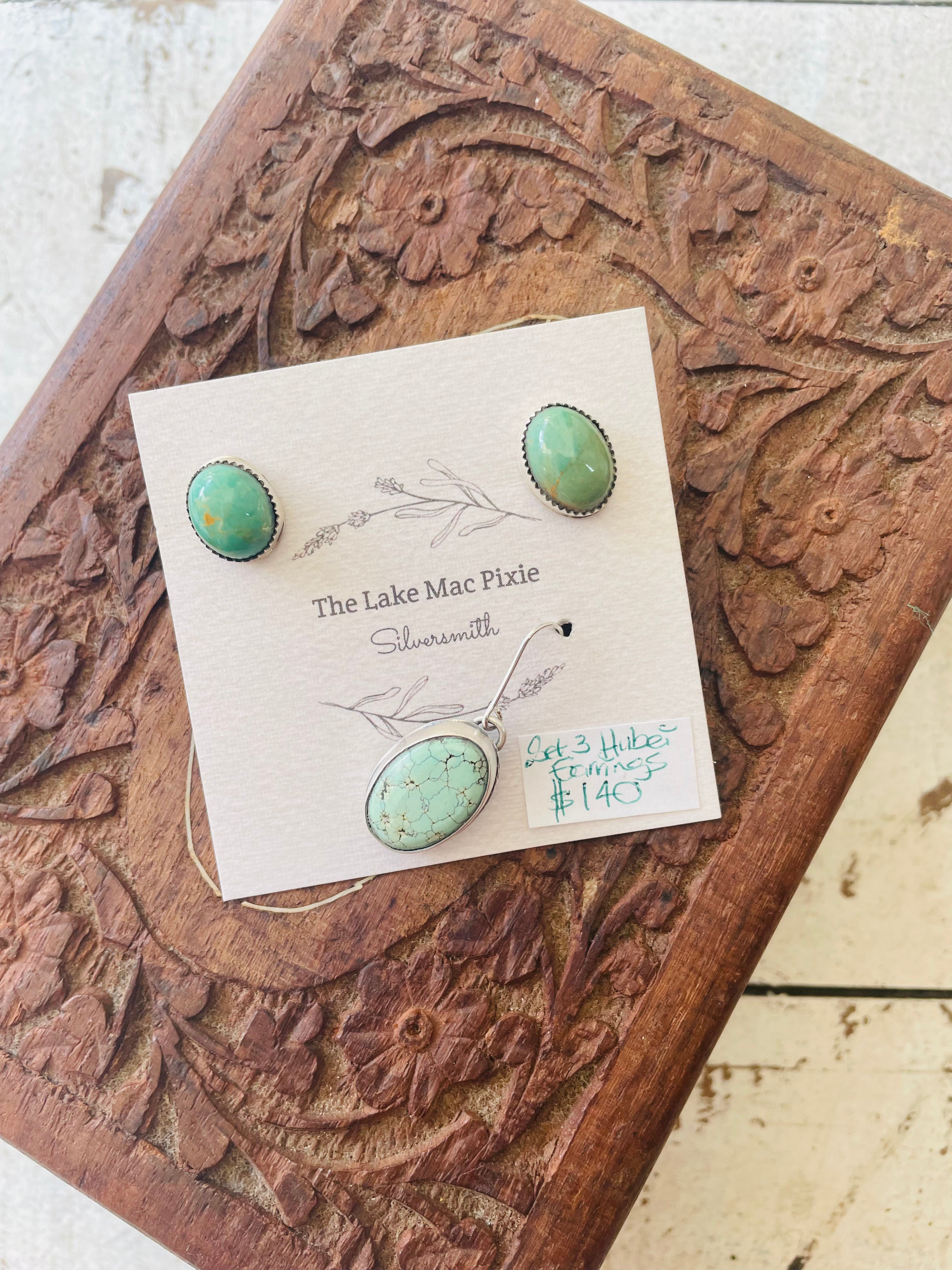 Lake Mac Pixie - Hubei Turquoise Silver Mismatch Earrings Trio