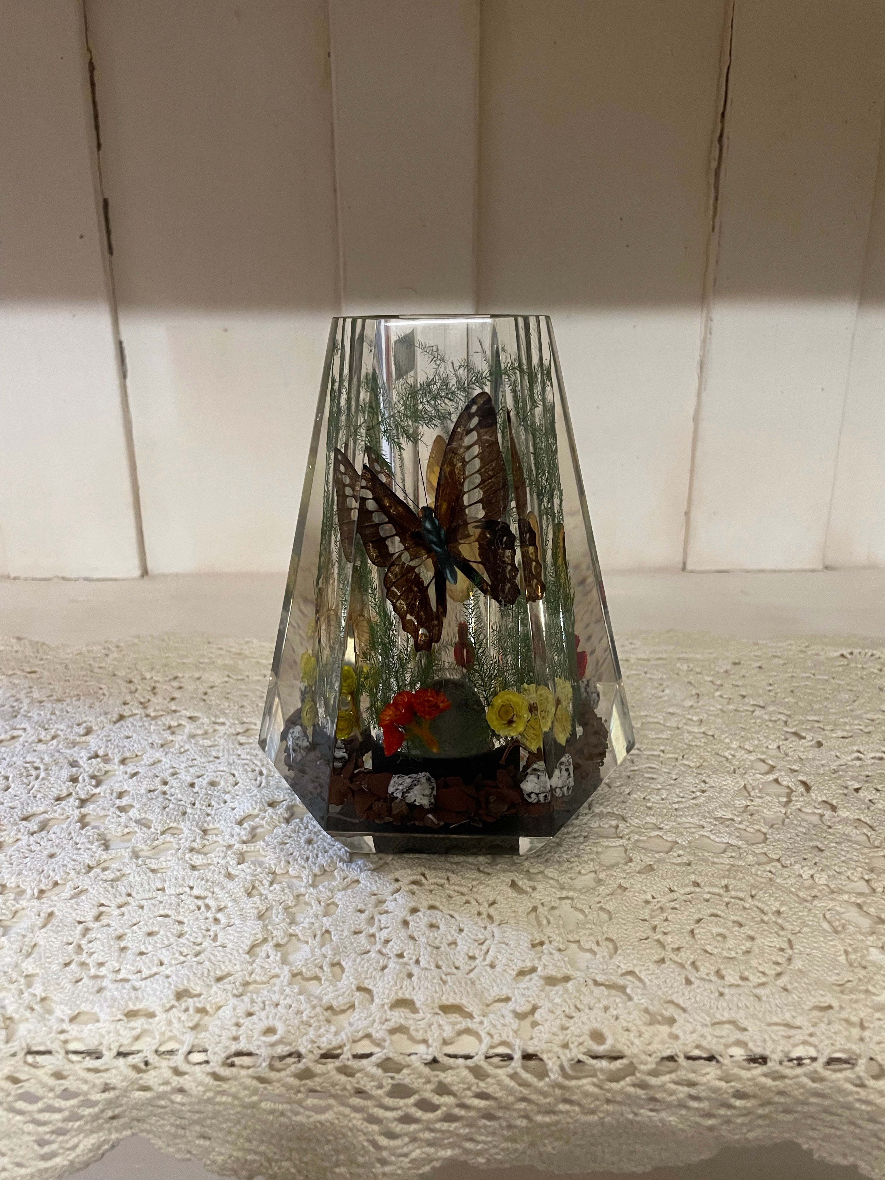 Vintage Lucite Vase Fairy Garden