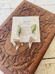 Lake Mac Pixie - Hubei Turquoise Silver Leaf Earrings Small Dangle