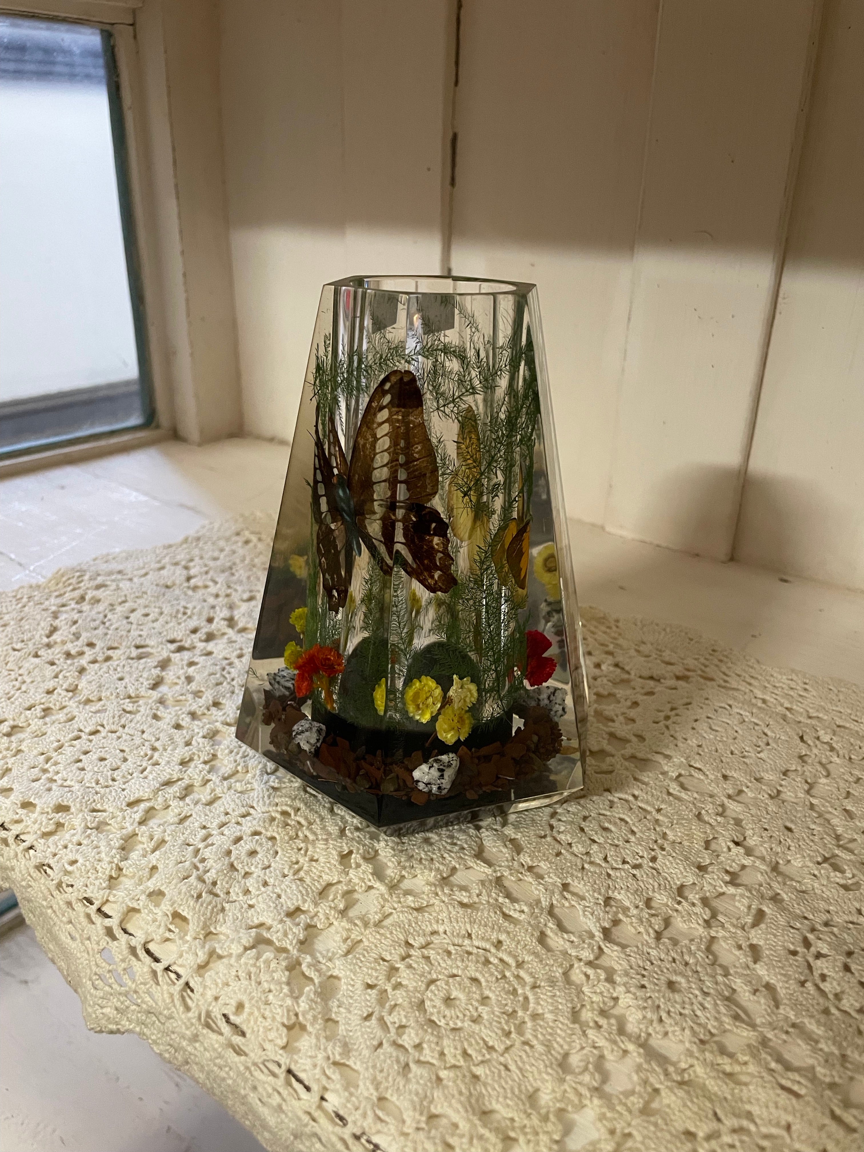 Vintage Lucite Vase Fairy Garden