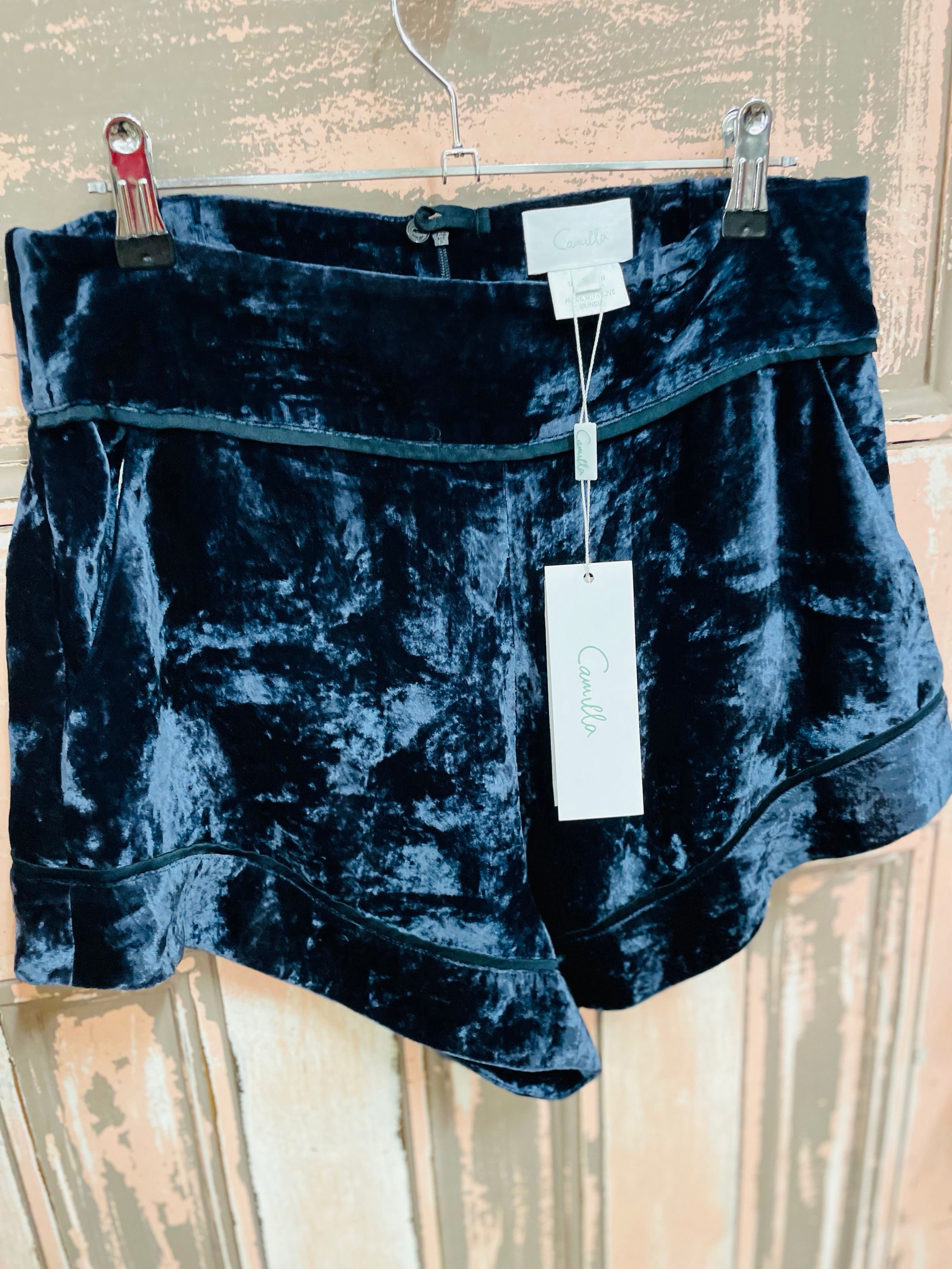 Camilla silk velvet shorts