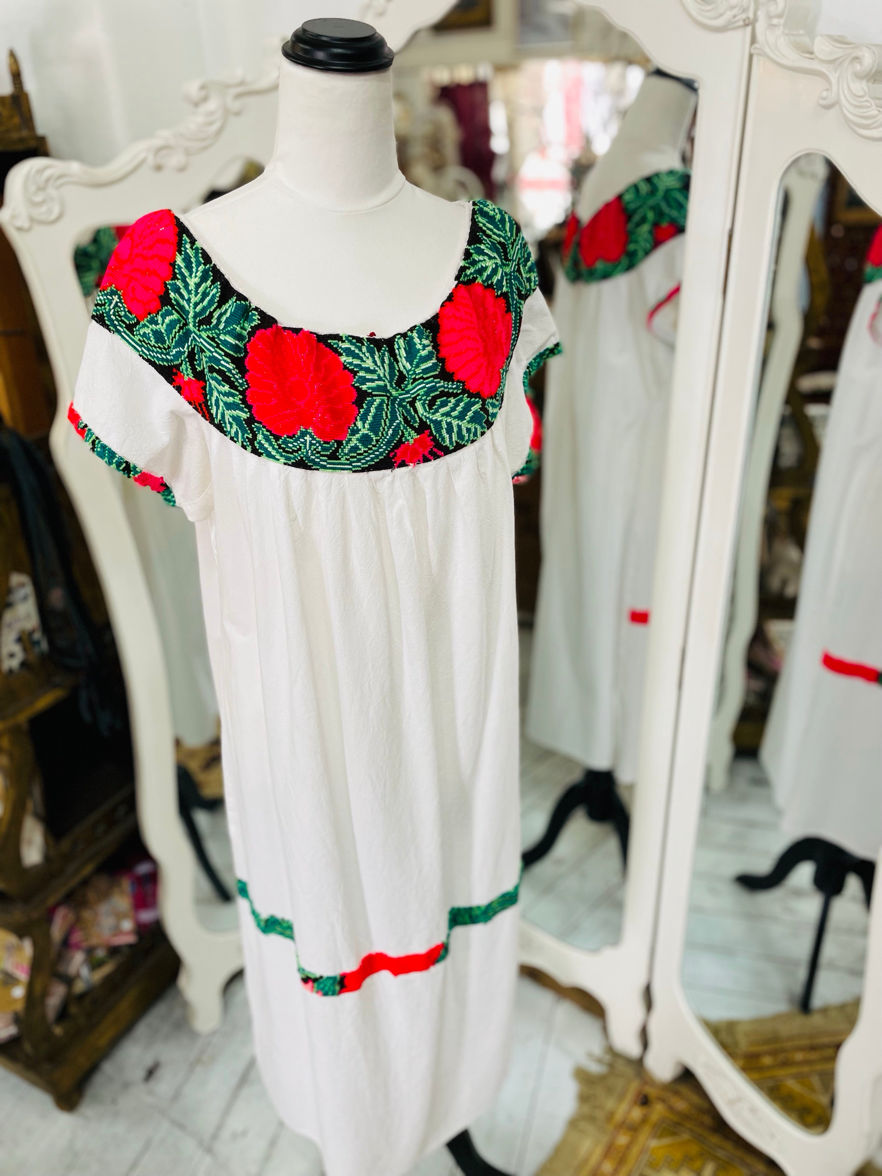 Traditional Peruvian Embroidered Cotton Dress