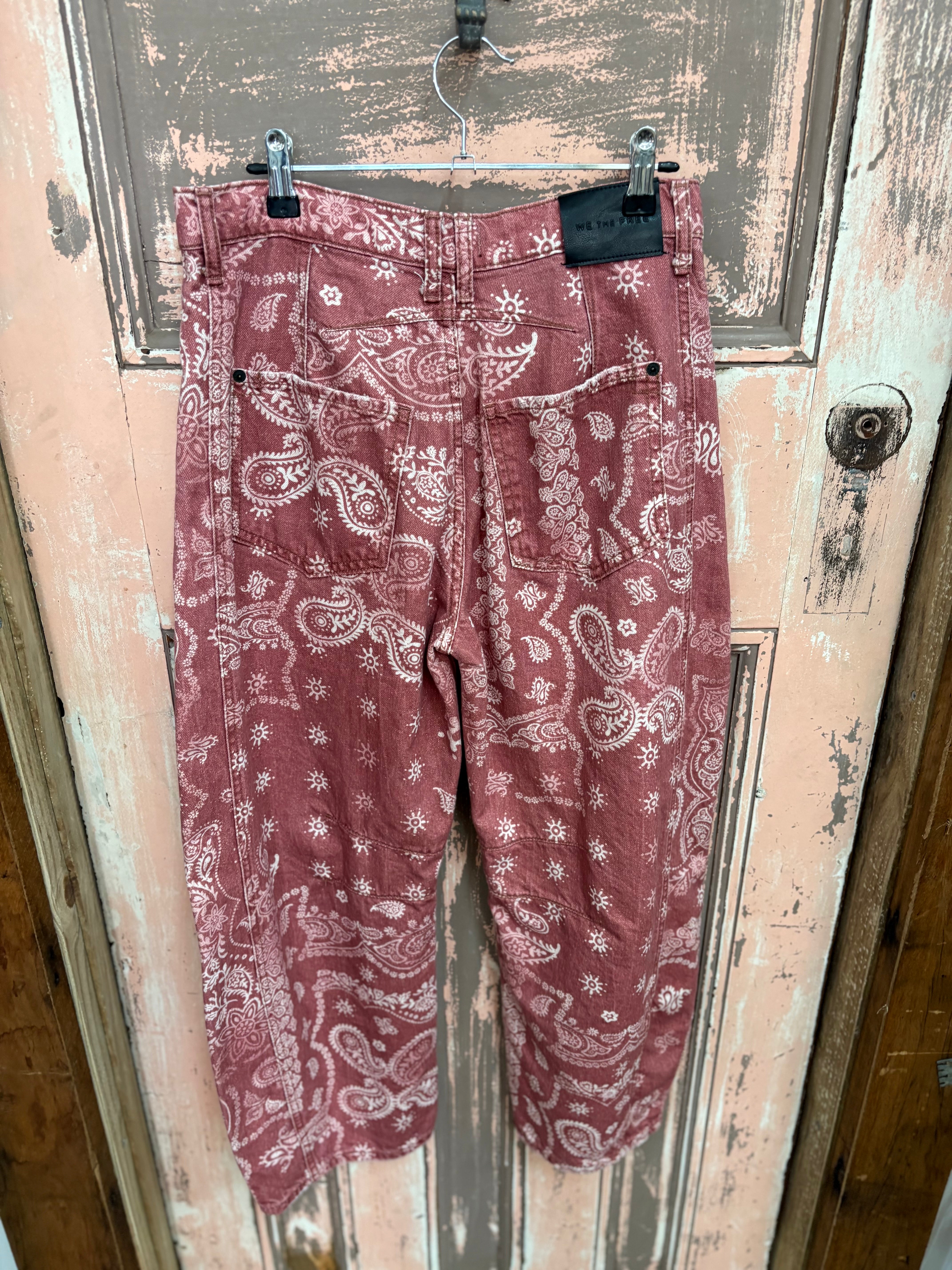 We The Free Bandana Barrel Leg Jeans