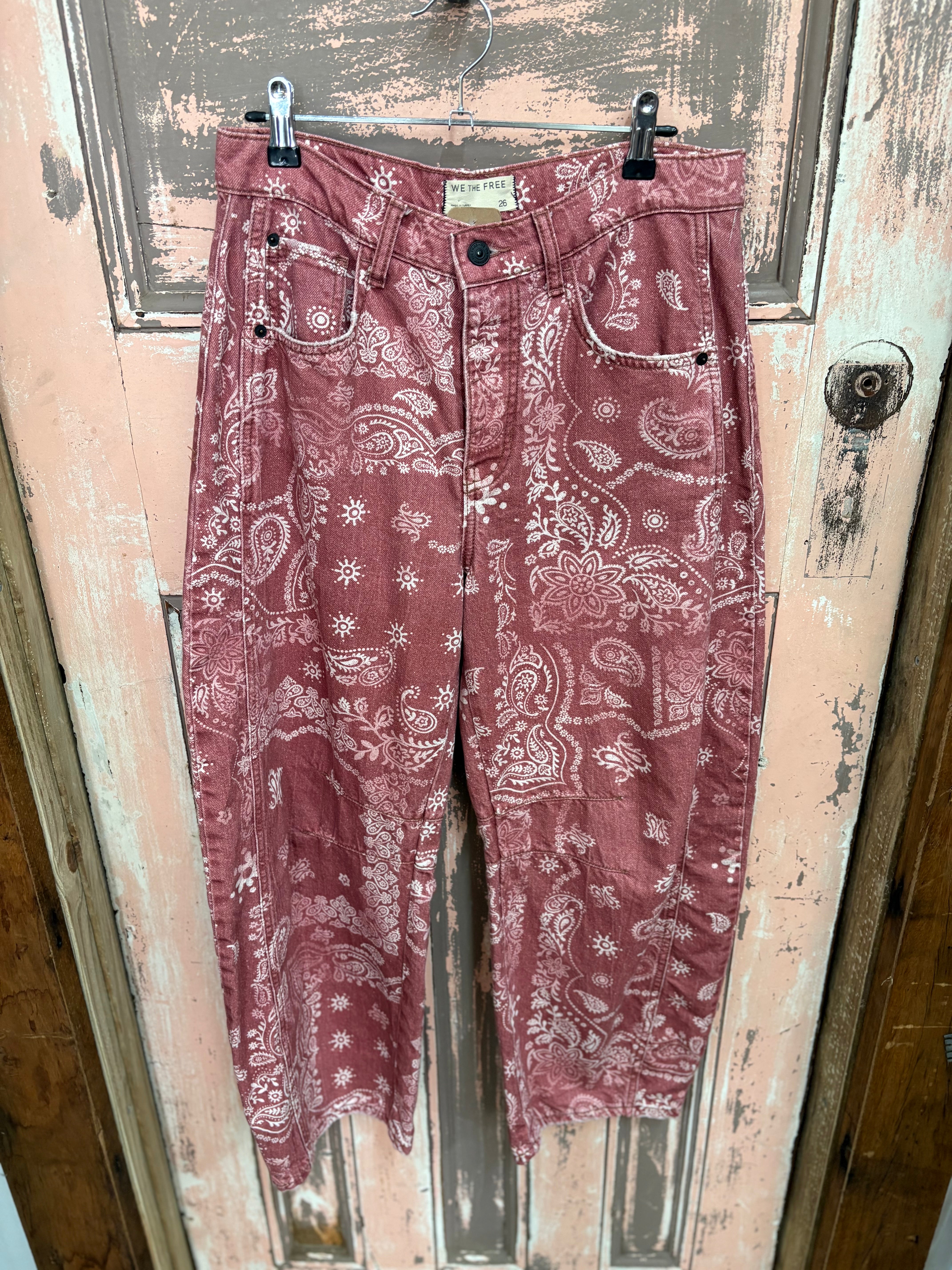 We The Free Bandana Barrel Leg Jeans