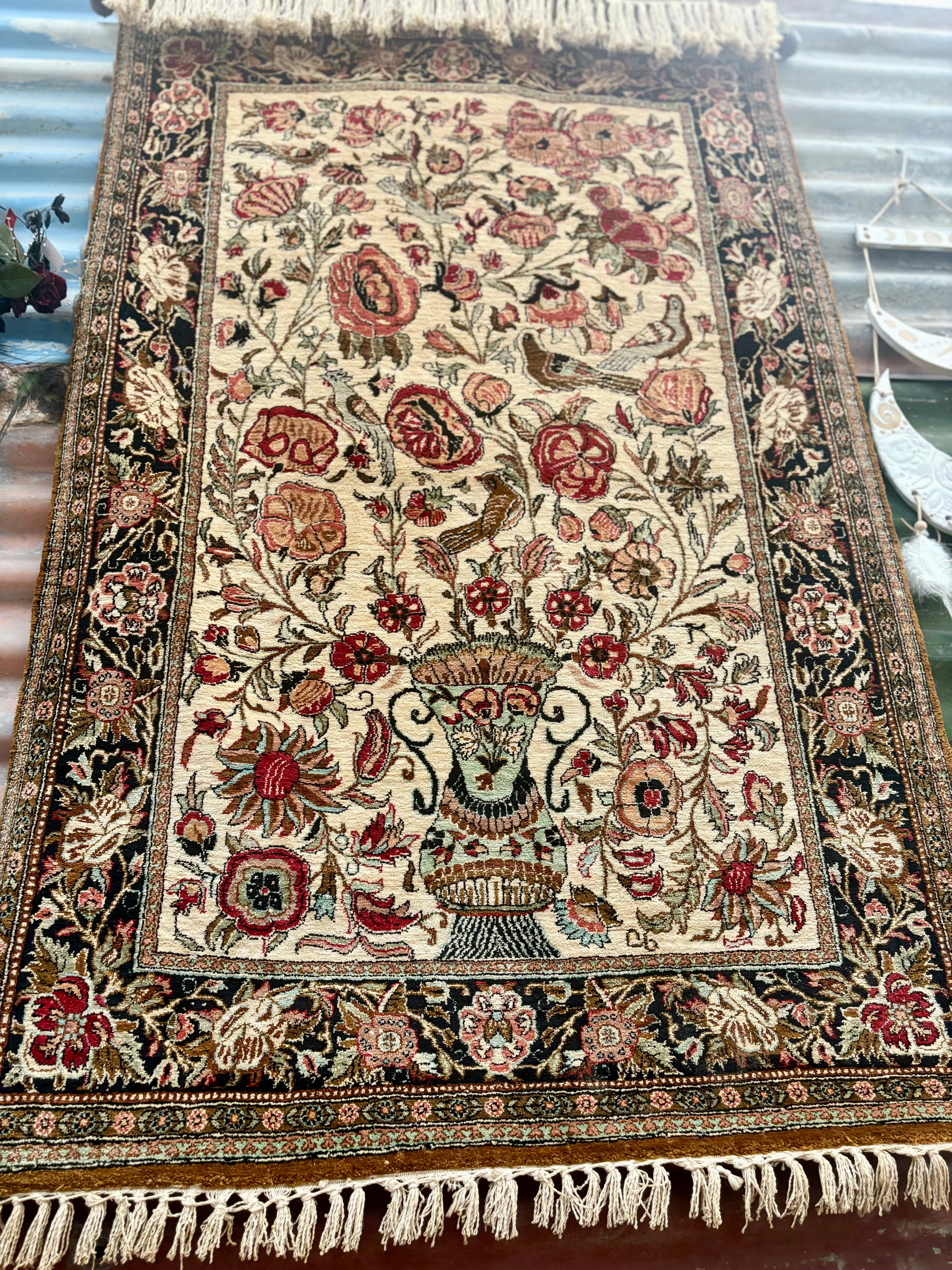 Rare Vintage Persian Qum Silk Rug