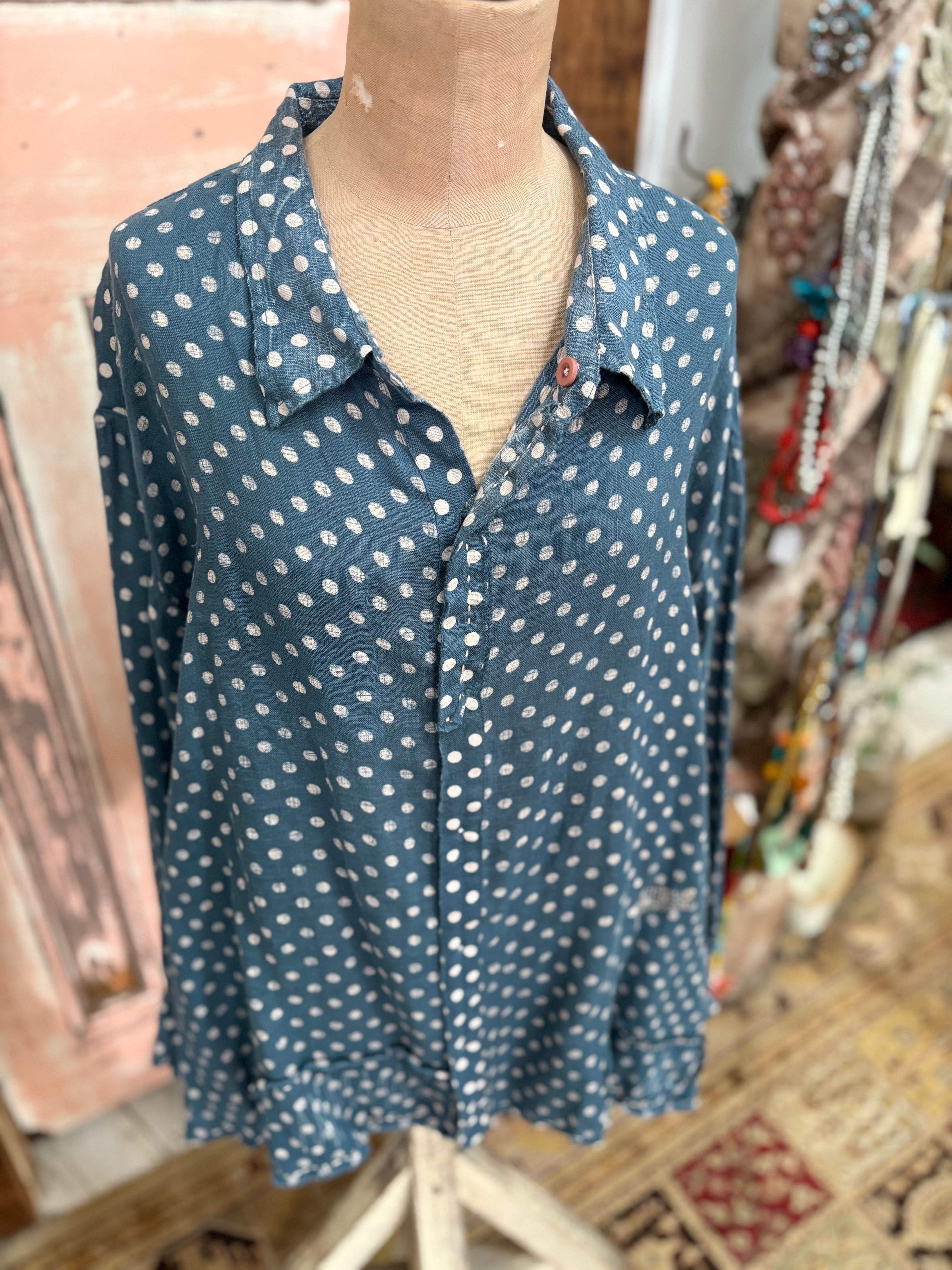 Magnolia Pearl European Linen Printed 'Adson' Workshirt