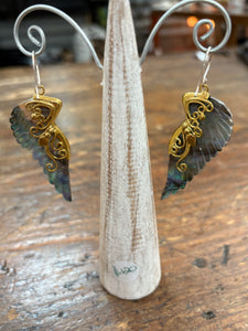 Gold & Shell Hand Carved Earrings