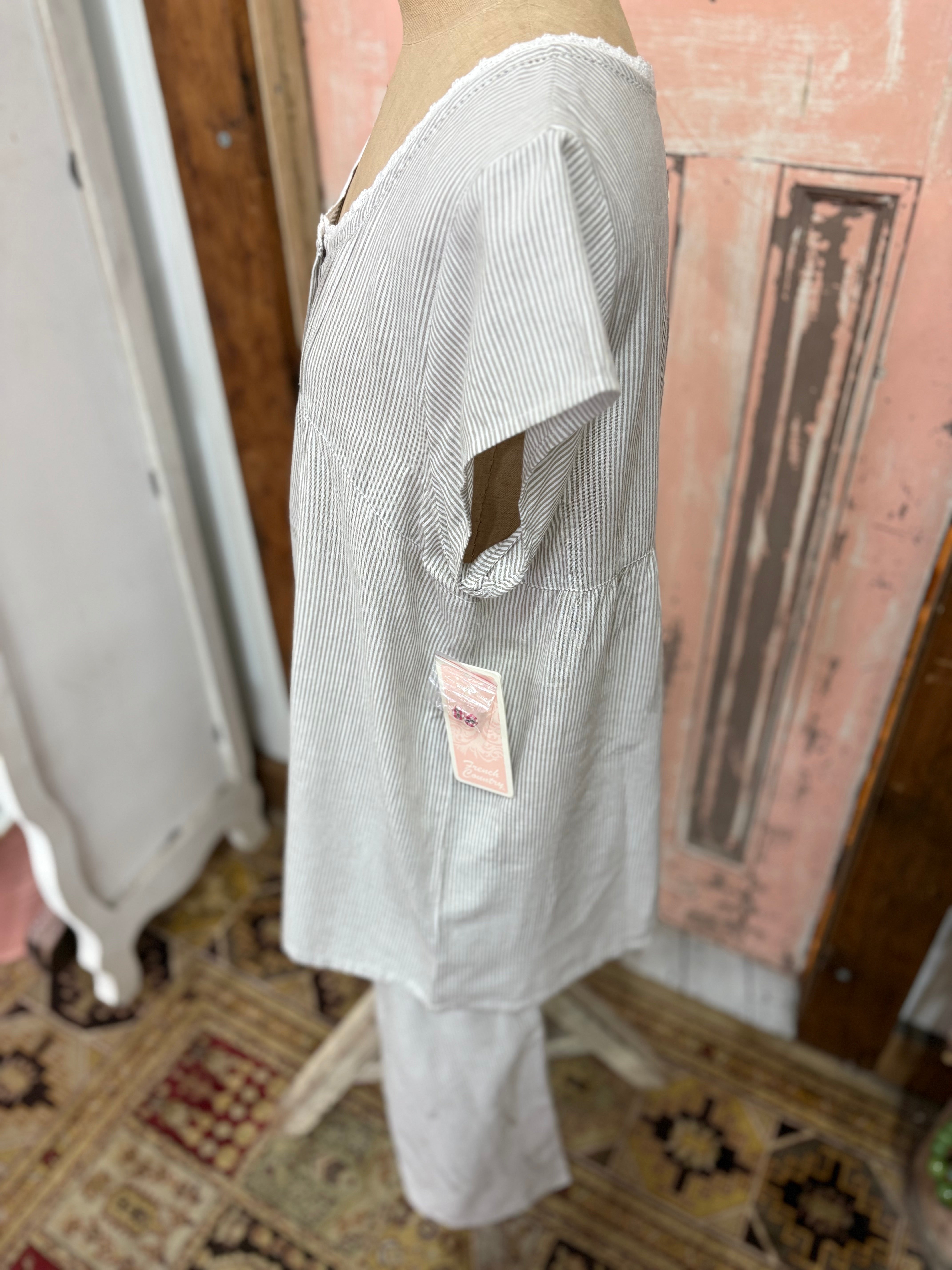 French Country 100% Cotton Striped PJ Set