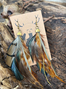 Wyldling Feather and Leather 'Medea Warrior' Earrings - Style A