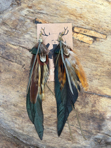 Wyldling Feather and Leather 'Medea Warrior' Earrings - Style B