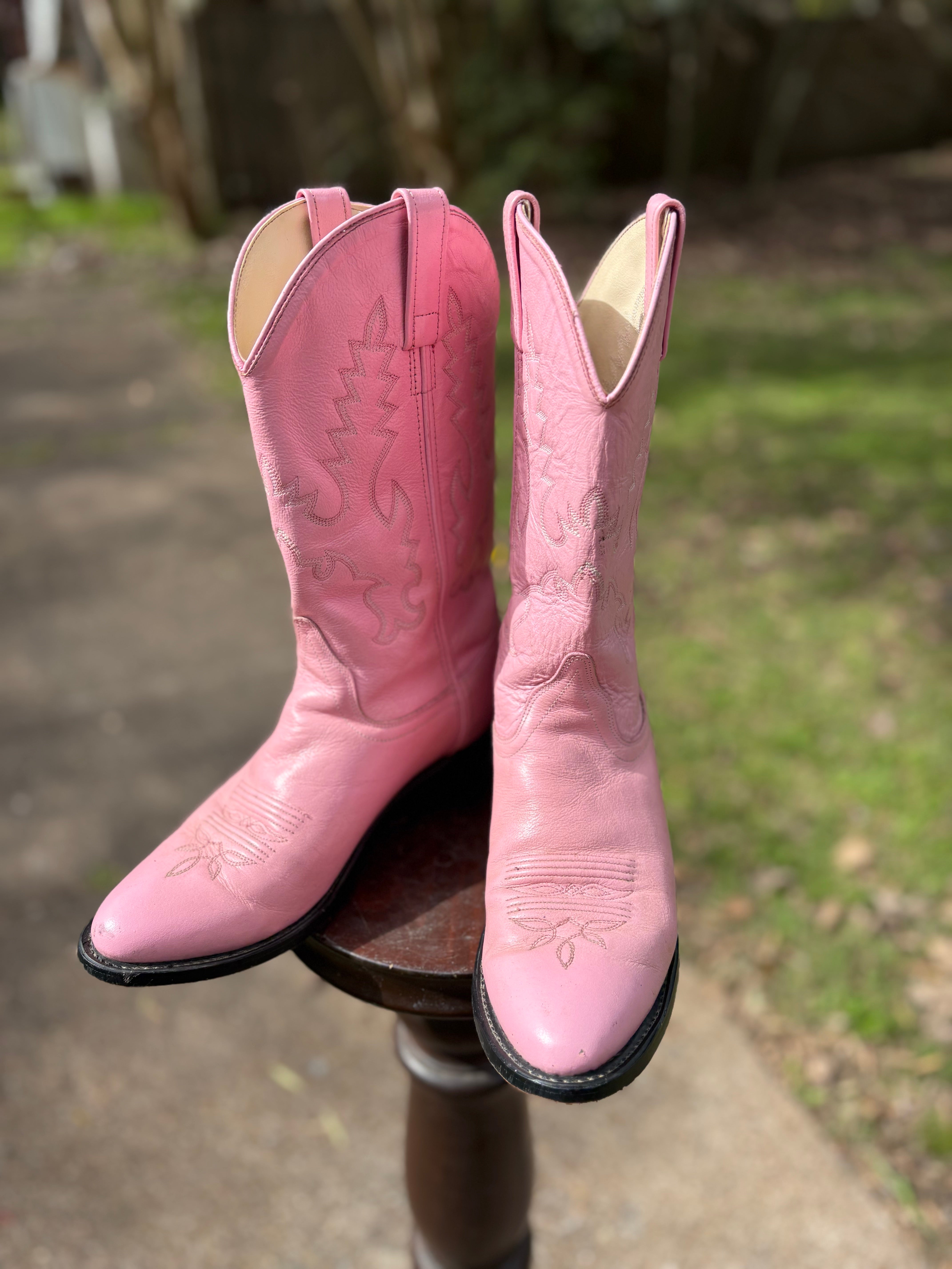 Pink Leather Cowboy Boots