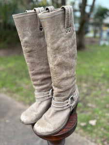Frye Mexican Knee High Leather Boots with Buckled Concho