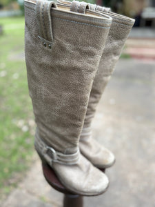 Frye Mexican Knee High Leather Boots with Buckled Concho
