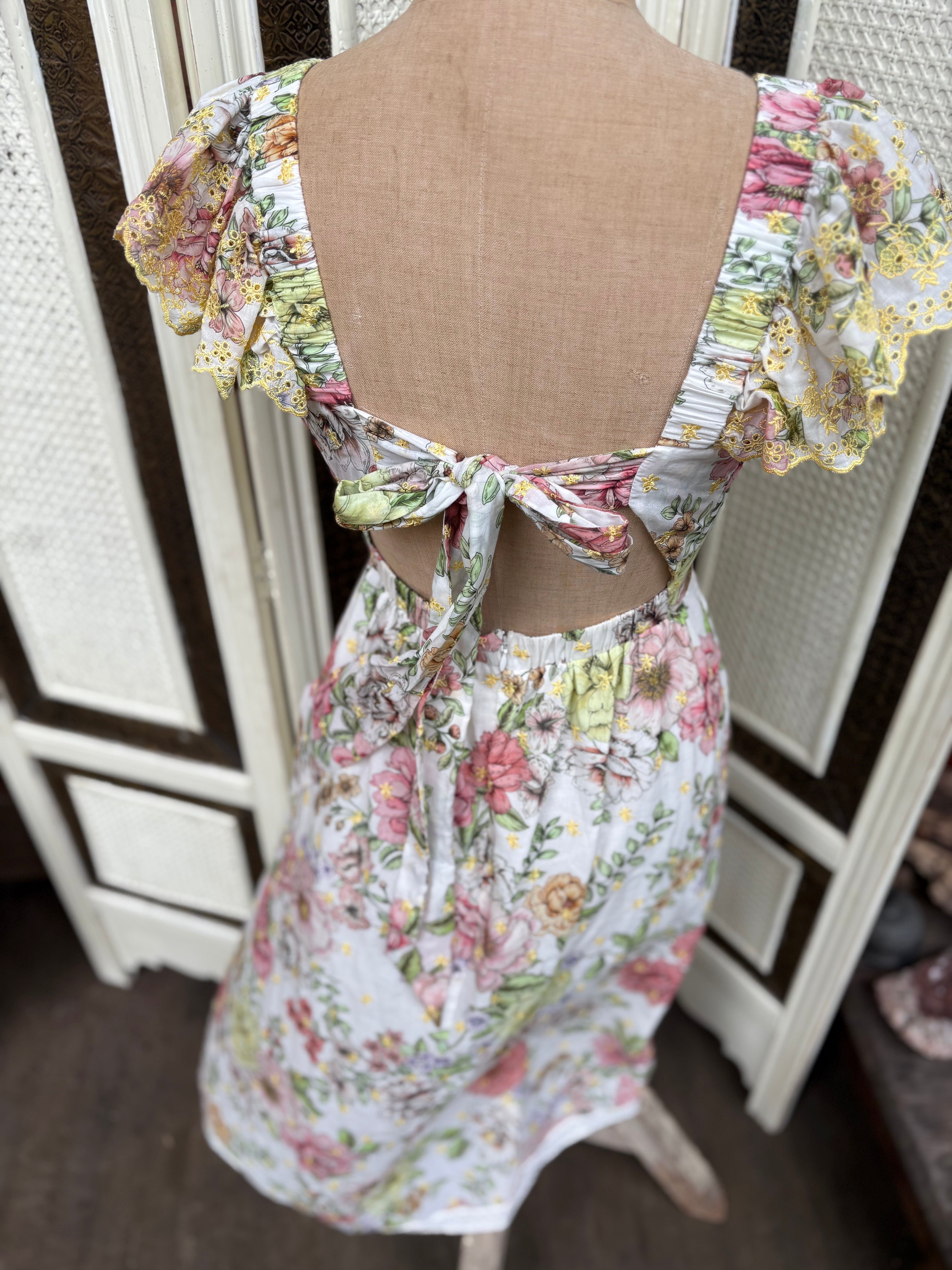 Hale Bob Los Angeles Cotton Englaise Floral Dress