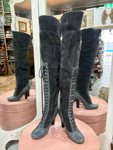 Sam Edelman for UGG Over the Knee Grey Lace Up Boots