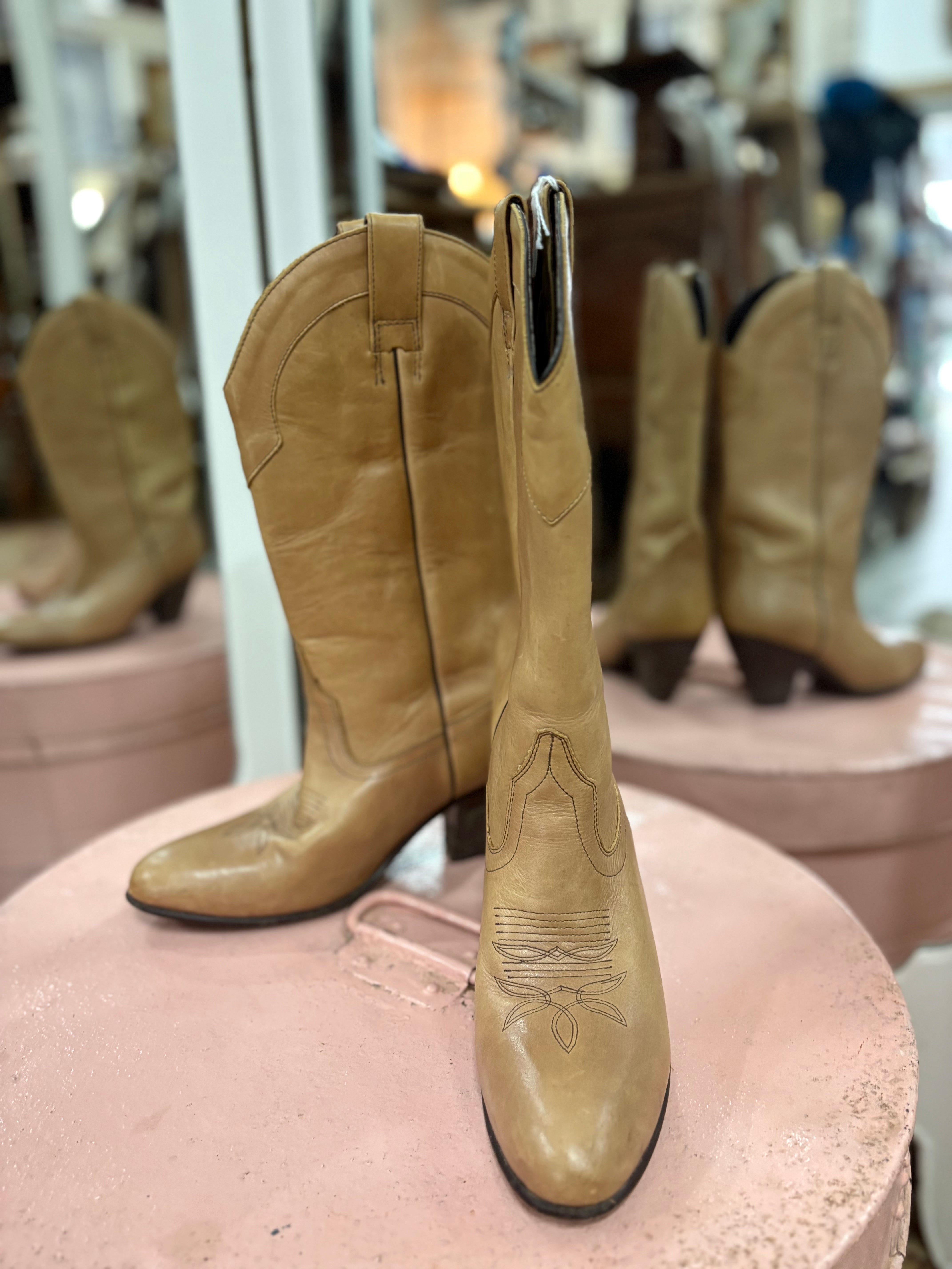 Vintage Dan Post Leather Cowboy Boots