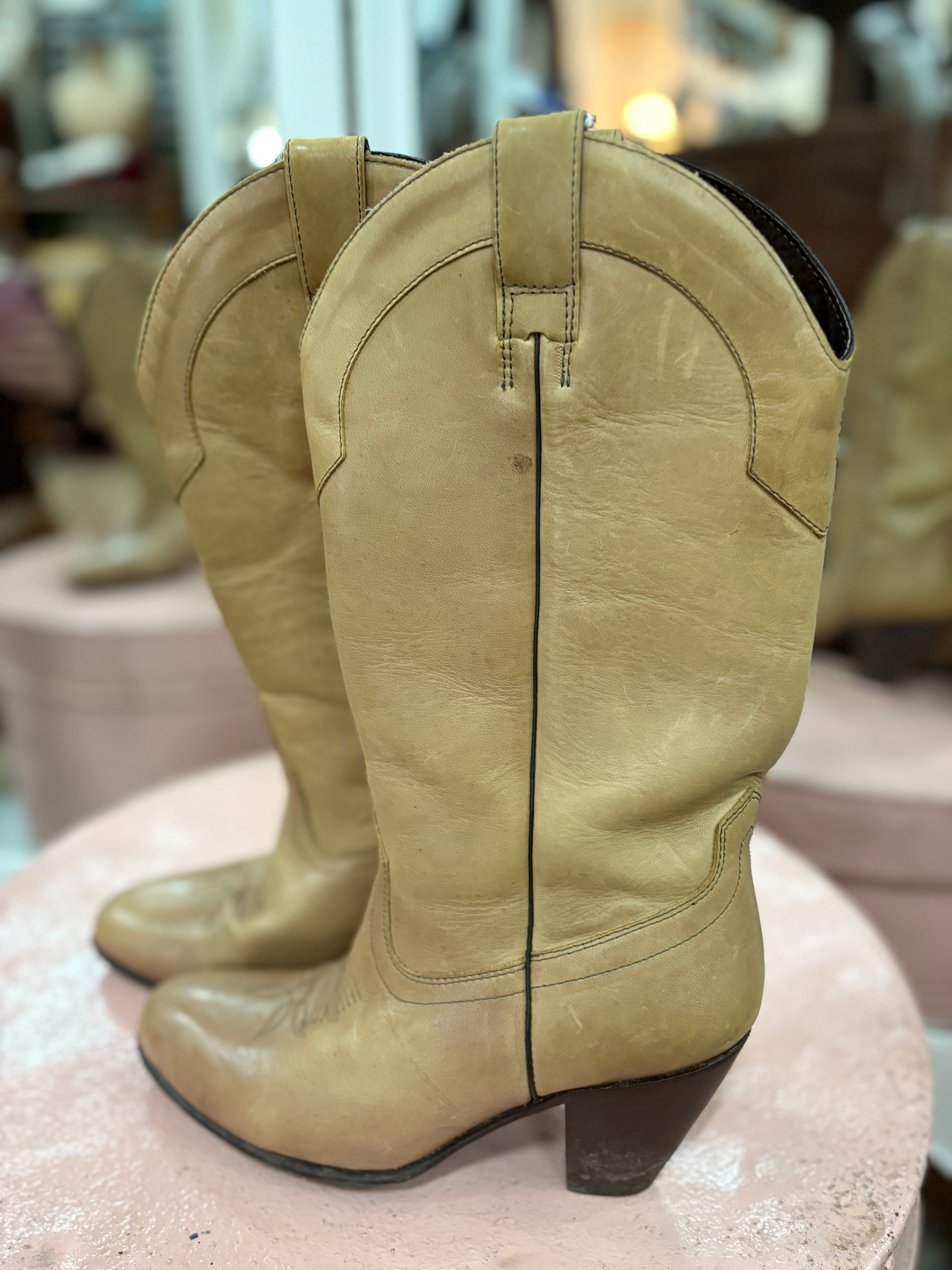 Vintage Dan Post Leather Cowboy Boots