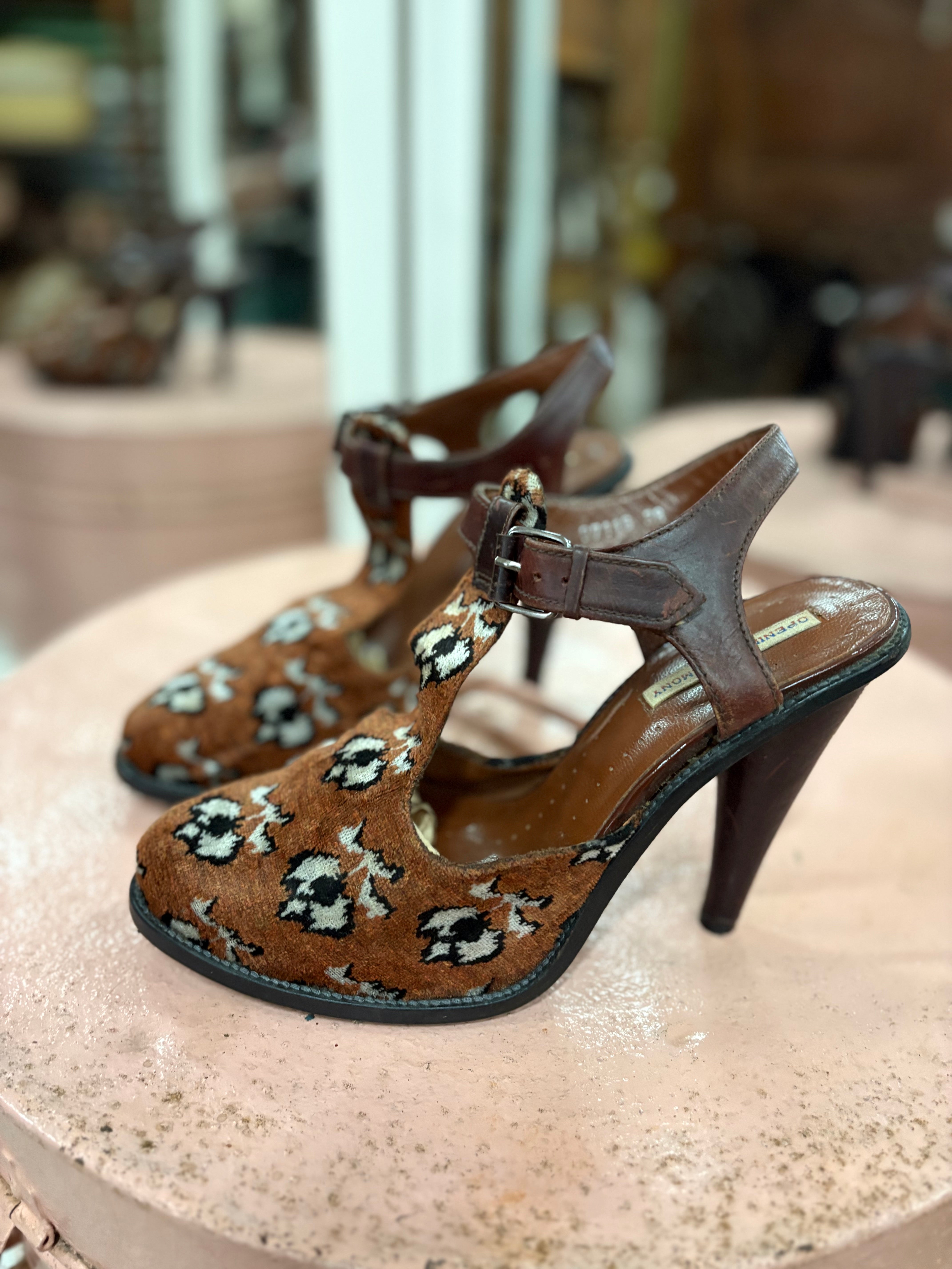 Opening Ceremony Velvet T-Bar Pumps