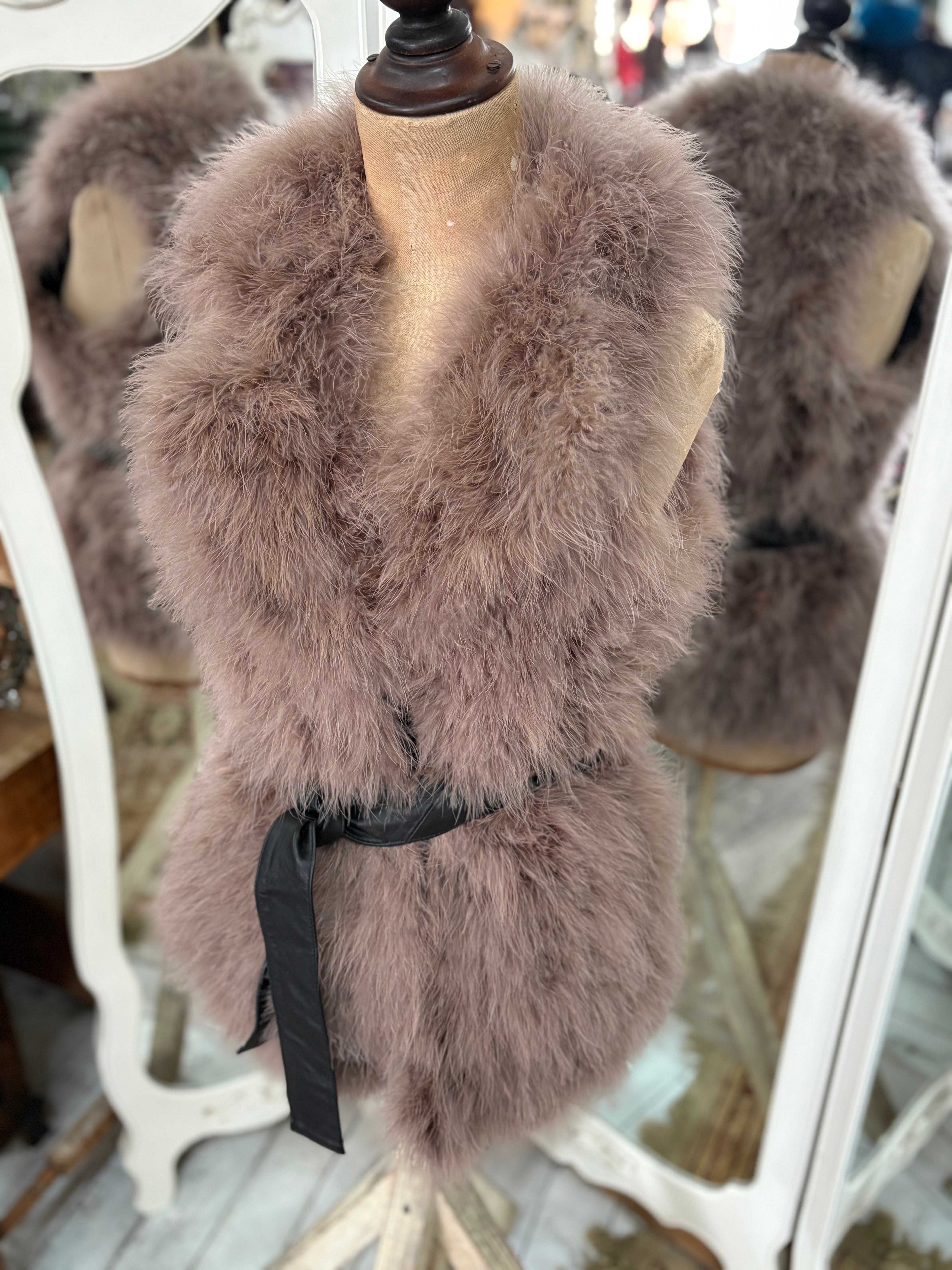 'Birds Of A Feather Couture' Ostrich and Leather Vest