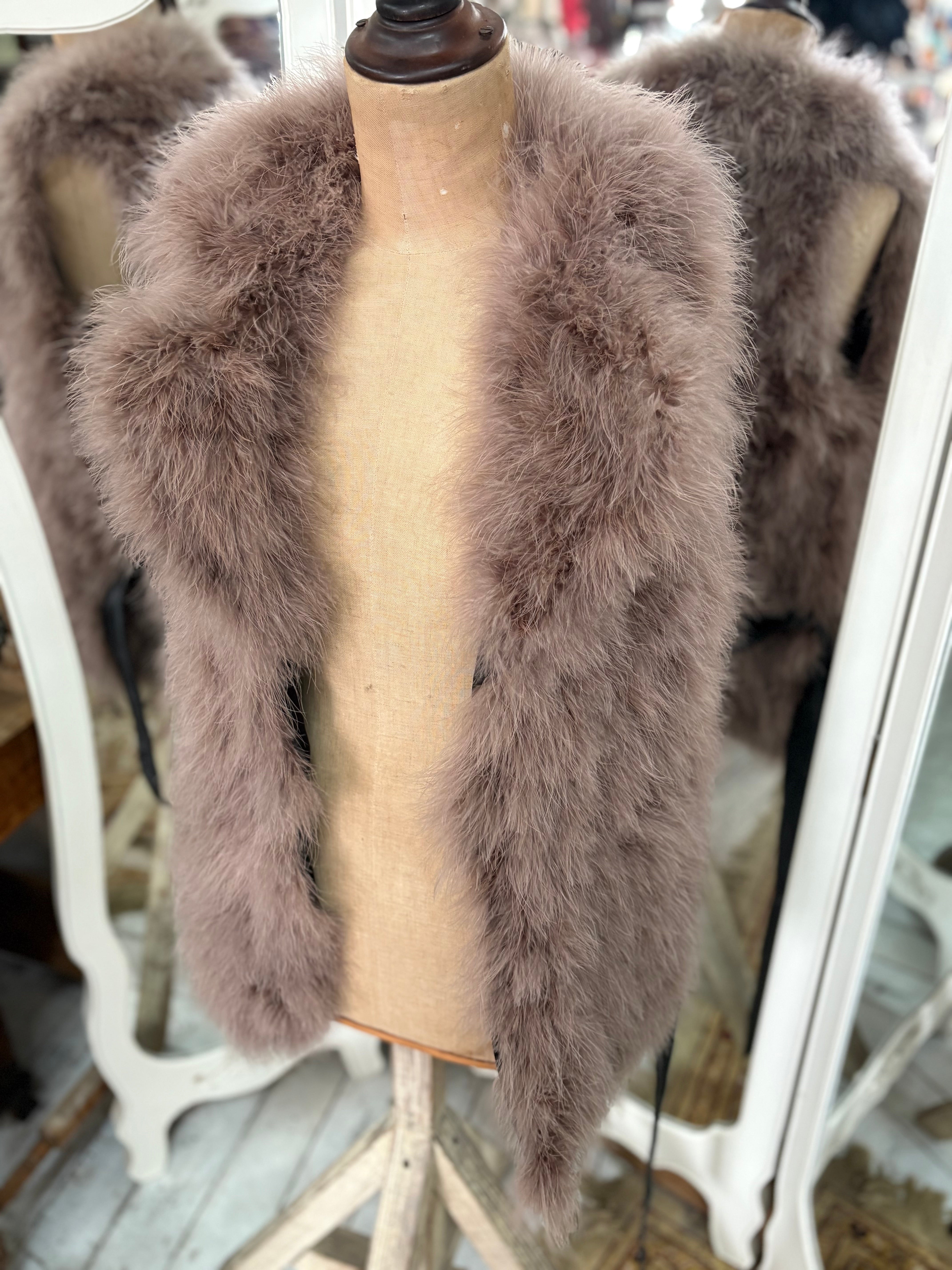 'Birds Of A Feather Couture' Ostrich and Leather Vest