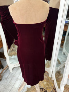 Vintage 90's Maroon Velvet Strapless Dress