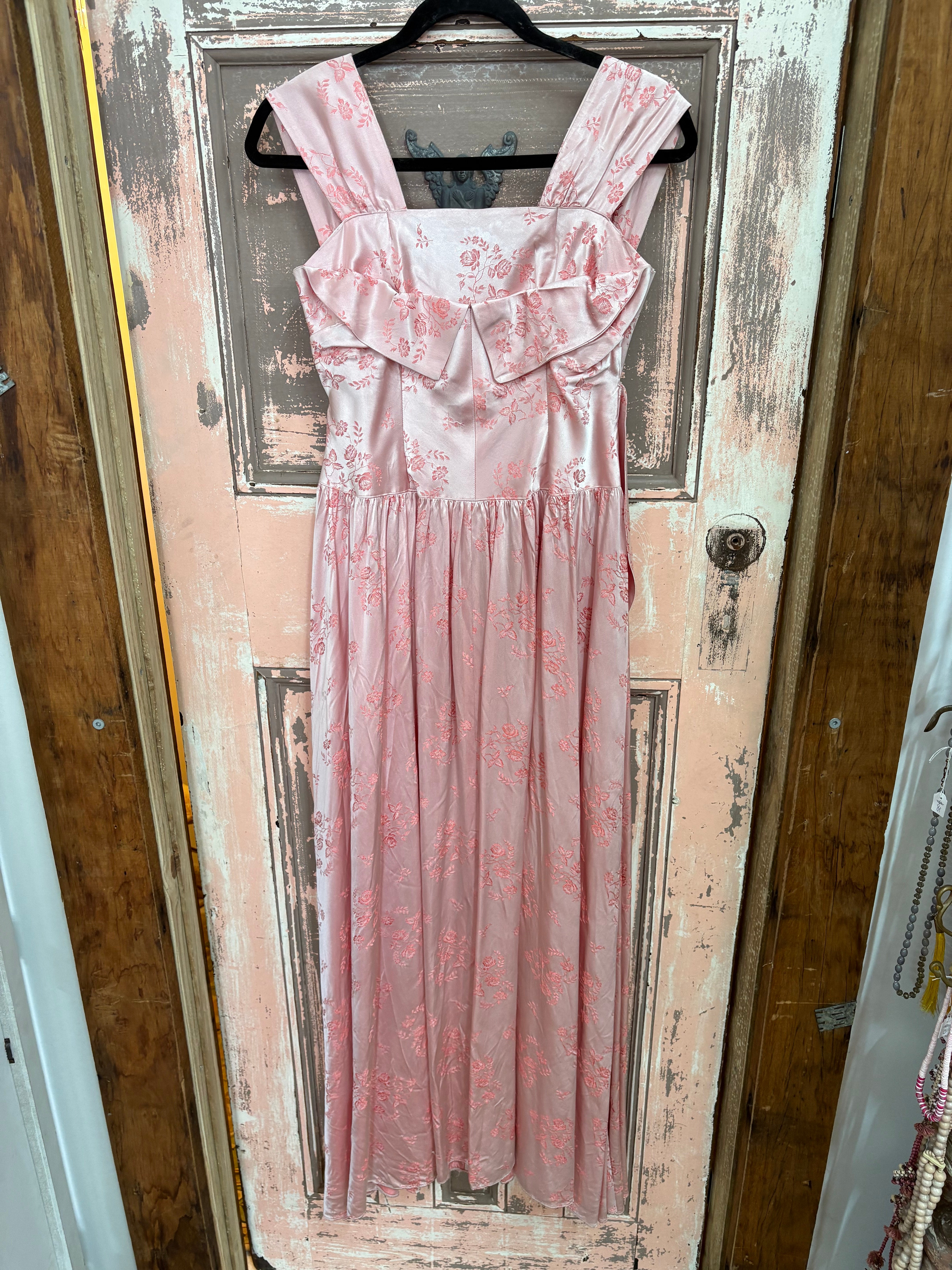 Amazing Vintage Pink Brocade Gown