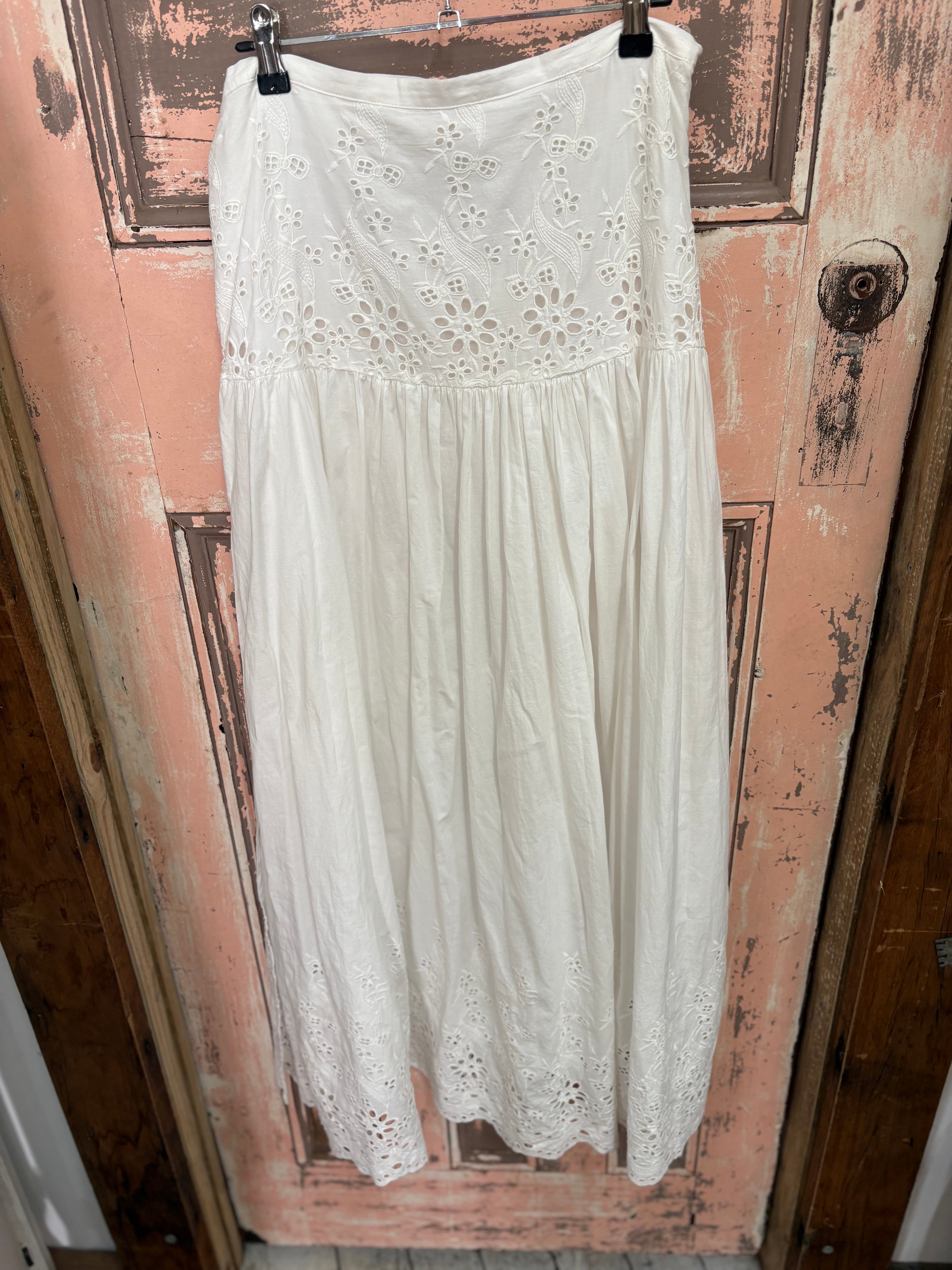 Rare Vintage Spell White Eyelet Split Bambi Skirt