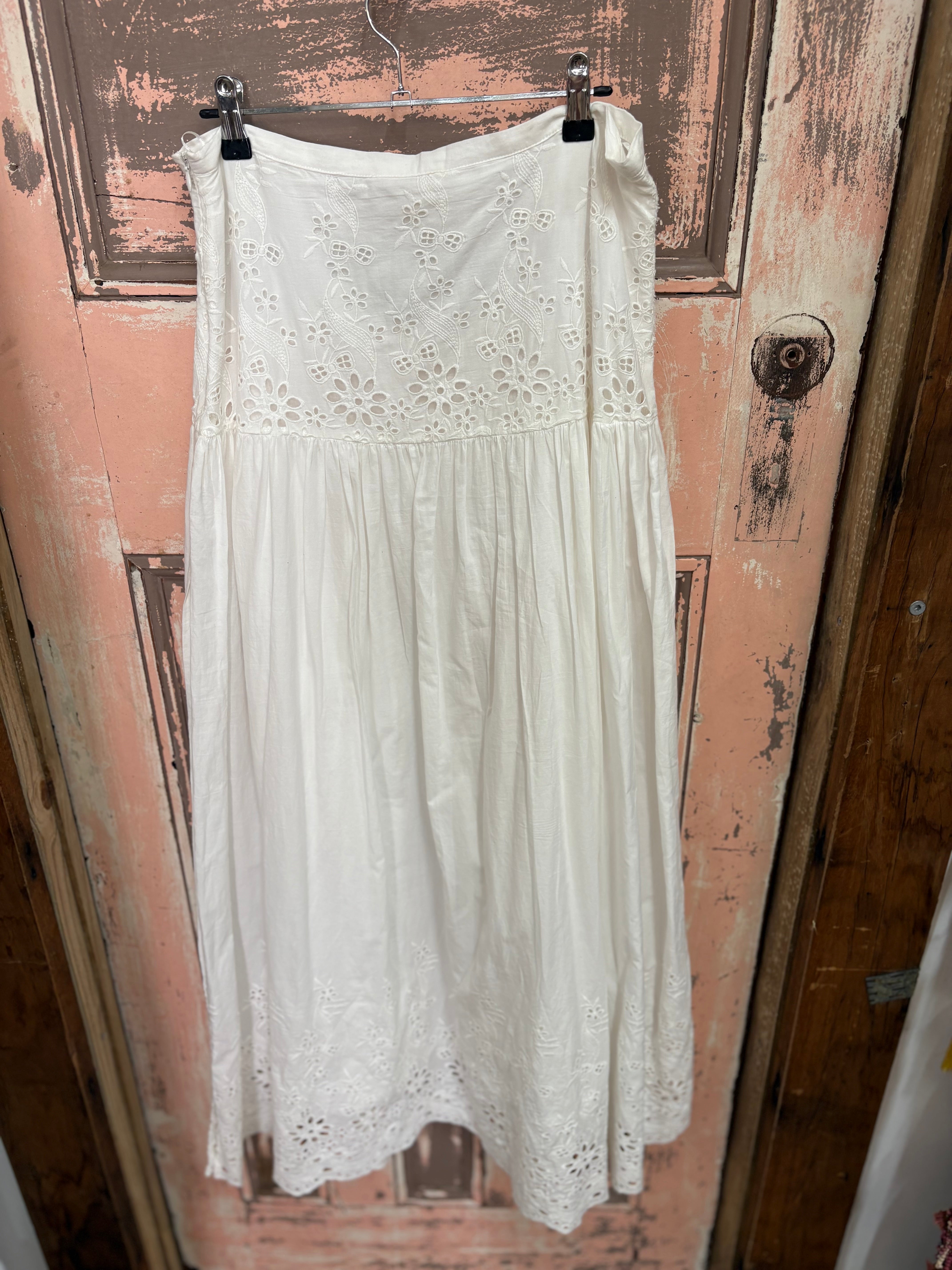 Rare Vintage Spell White Eyelet Split Bambi Skirt