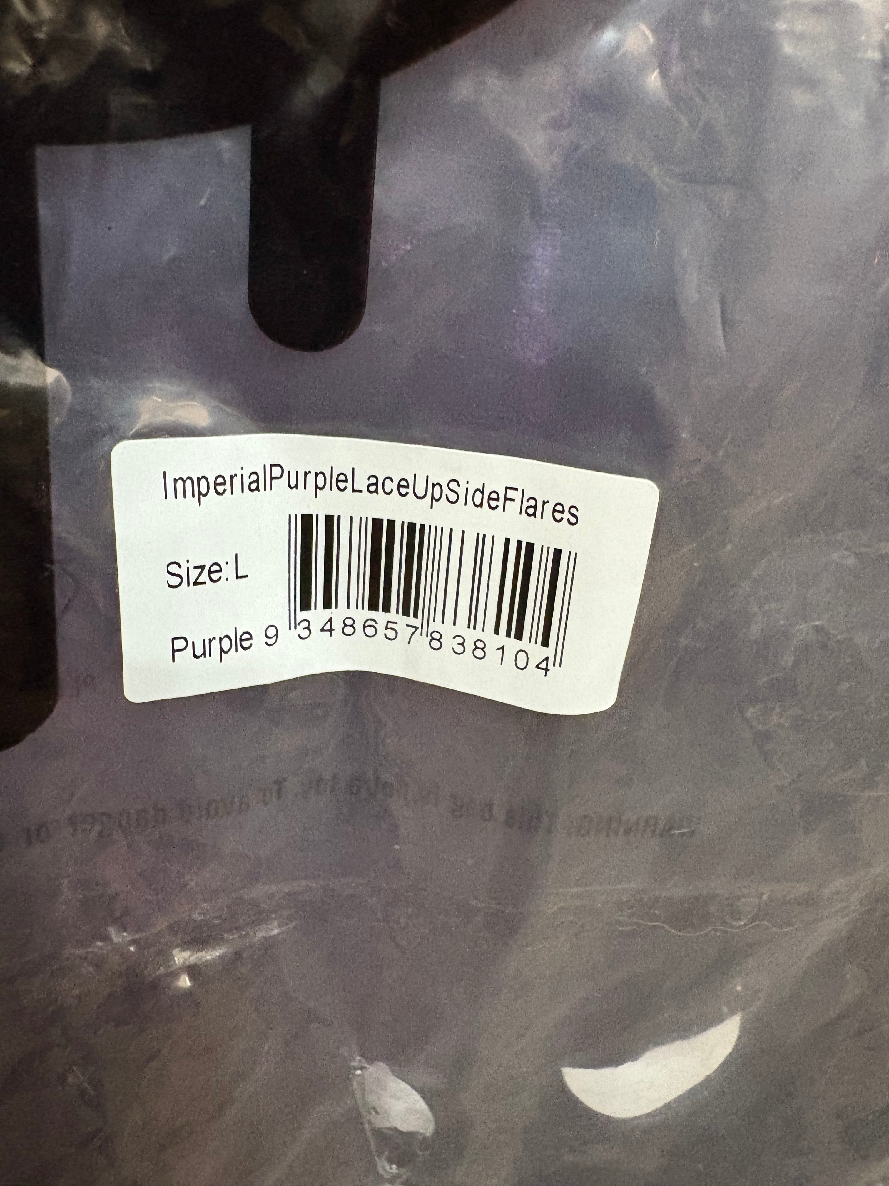 Black Milk Imperial Purple Lace Up Side Silk Velvet Flares