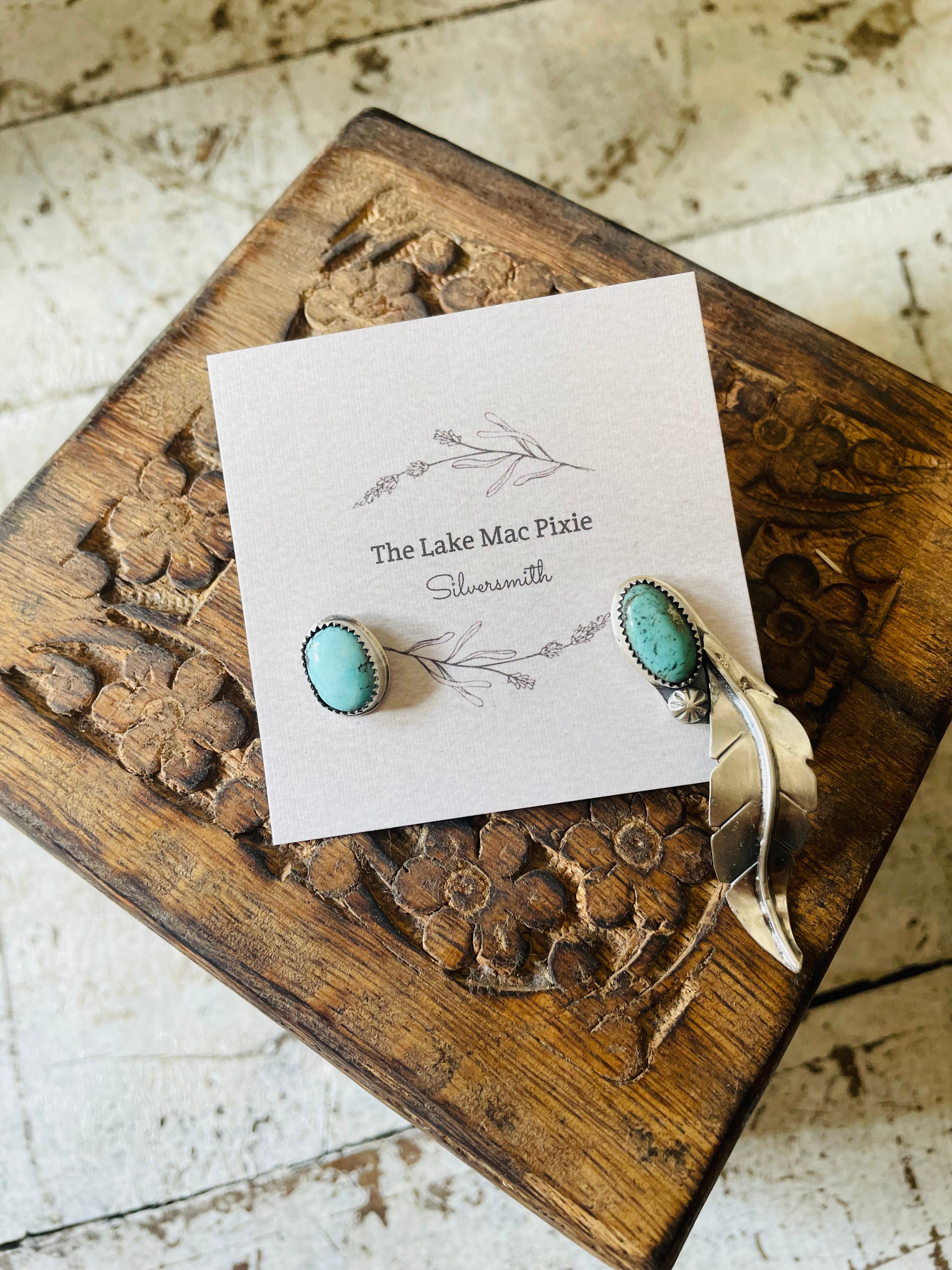 Lake Mac Pixie - Hubei Turquoise Silver Mismatch Earrings Small