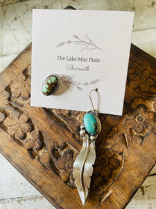 Lake Mac Pixie - Hubei Turquoise Silver Mismatch Earrings Dangle
