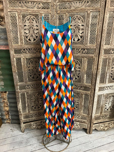 Betty Walters 1960's Harlequin 2 Piece Pant Set