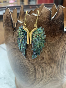 Mini Super Wing Abalone and Silver Earrings